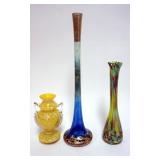 1016	GROUP OF ASSORTED ART GLASS VASES, TALLEST APPROXIMATELY 16 1/2 IN H