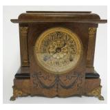 1041	NICE ANTIQUE SETH THOMAS MANTEL CLOCK WITH APPLIED METAL CORINTHIAN COLUMNS AND PAW FEET, APPROXIMATELY 13 IN X 6 IN X 12 IN H