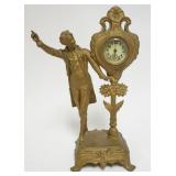 1042	ANTIQUE CAST METAL FIGURAL CLOCK, APPROXIMATELY 13 1/2 IN H