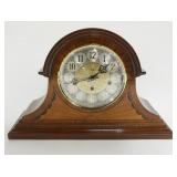 1045	SLIGH INLAID MAHOGANY MANTEL CLOCK, APPROXIMATELY 19 IN X 6 IN X 12 IN H