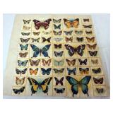 1055	ANTIQUE SILK CIGARETTE BUTTERFLY QUILT, APPROXIMATELY 20 IN X 22 IN, SOME WEAR *TOKIO CIGARETTE