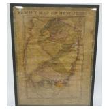1068	1835 FAMILY MAP OF NEW JERSEY, FRAMED UNDER GLASS, APPROXIMATELY 18 IN X 23 IN X, MAP WORN AND 