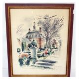 1072	JOHN HAYMSON WATERCOLOR WILLIAMSBURG VA *THE GOVENORS PALACE*, APPROXIMATELY 21 IN X 25 IN OVER