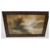 1077	FRAMED PASTEL DRAWING, LANDSCAPE, APPROXIMATELY 28 IN X 18 IN OVERALL