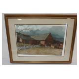 1079	ERIC SLOANE SIGNED AND NUMBERED PRINT OF A BARNE, APPROXIMATELY 35 IN X 27 IN OVERALL