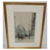 1093	LUIGI KASIMIR ETCHING, NEW YORK PARK AVE., ARTIST SIGNED AND ANNOTATED, FRAMED AND MATTED,
