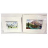 1114	2 MARILYN KINSELLAR ARTIST SIGNED MATTED PRINTS, LARGEST APPROXIMATELY 10 IN X 13 IN OVERALL