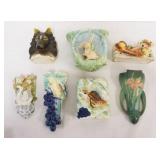 1004	GROUP OF ASSORTED WALL POCKETS, ONE ROSEVILLE ZEPHR LILY, LARGEST APPROXIMATELY 8 1/2 IN HIGH