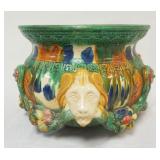 1010	LARGE JARDINIERE W/EMBOSSED LION HEADS W/VINES & FRUIT, APPROXIMATELY 13 IN X 10 IN HIGH