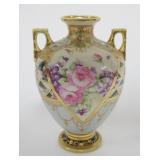 1027	HAND PAINTED NIPPON DOUBLE HANDLED VASE, APPROXIMATELY 8 1/2 IN HIGH