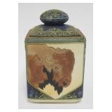1042	HAND PAINTED NIPPON TOBACCO JAR W/IMAGE OF BISON, APPROXIMATELY 6 1/2 IN HIGH
