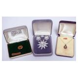 1139	ASSORTED LADIES JEWELRY INCLUDING 2 12K GOLD FILLED NECKLACES 1 WITHOUT CHAIN, STERLING SILVER 