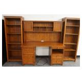 1175	PINE DESK WITH BOOKCASE SIDE, 2 PART DESK WITH INDIVIDUAL BOOKCASES, APPROXIMATELY 108 IN X 24 