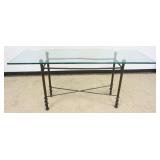 1176	METAL BASE GLASS TOP CONSOLE TABLE, APPROXINATELY 72 IN X 24 IN 