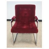 1191	MID CENTURY MODERN CHROME ARM CHAIR WITH TUFTED VELOR UPHOLSTERY, APPROXIMATELY 24 IN X 24 IN X