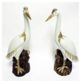 1030	PAIR OF CONTEMPORARY CERAMIC CRANES, EACH APPROXIMATELY 23 IN H