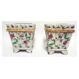 1033	ASIAN PORCELAIN PLANTERS, EACH APPROXIMATELY 8 IN X 8 IN X 9 IN H