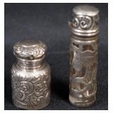 1062	SILVER WRAPPED AND STERLING SILVER OVERLAY LADIES SCENT PERFUME BOTTLES