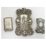 1071	2 STERLING SILVER MATCH SAFES AND STERLING REPOUSSE TRAY, 2.1 OZT