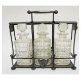 1110	VINTAGE TANTALUS SET IN SILVERPLATE, APPROXIMATELY 14 IN X 5 IN X 12 IN HIGH OVERALL, TANTALUS 