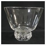 1111	STEUBEN CRYSTAL FOOTED PUNCHBOWL, APPROXIMATELY 12 1/4 IN X 10 1/2 IN HIGH, SMALL INTERNAL CHIP