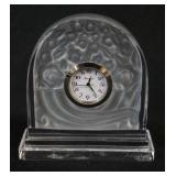 1168	BACCARAT CRYSTAL CLOCK, APPROXIMATELY 3 IN X 1 IN X 3 IN HIGH