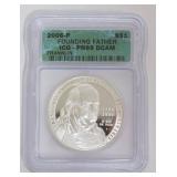 1025	FOUNDING FATHER FRANKLIN SILVER DOLLAR COMMEMORATIVE 2006-P