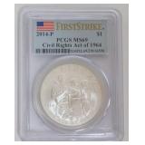 1074	CIVIL RIGHTS ACT OF 1964 COMMEMORATIVE SILVER DOLLAR 2014-P