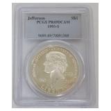 1127	THOMAS JEFFERSON MONTICELLO SILVER DOLLAR 1993-S