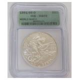 1157	WORLD WAR 2 WWII COMMEMORATIVE SILVER HALF DOLLAR 1991-95-D