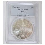 1200	CONGRESS SILVER DOLLAR 1989-D