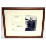 1057	HARRY S TRUMAN FRAMED & MATTED LETTER & PHOTO DATED 1963 W/ATTRIBUTED SIGNATURE ON PHOTO, APPRO