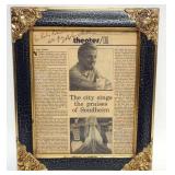 1065	STEPHEN SONDHEIM FRAMED ARTICLE W/ATTRIBUTED SIGNATURE AT TOP, APPROXIMATELY 11 IN X 13 IN OVER