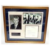 1091	ROBERT F KENNEDY FRAMED COLLAGE W/PHOTOS & LETTER HAVING ATTRIBUTED SIGNATURES, APPROXIMATELY 2