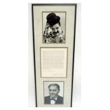 1105	ZERO MOSTEL FRAMED & MATTED PHOTOS W/LETTER HAVING ATTRIBUTED SIGNATURE