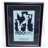 1122	FIDO NYC FRAMED POSTER W/ATTRIBUTED SIGNATURE, APPROXIMATELY 10 IN X 12 IN OVERALL