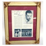 1125	STEPHEN SONDHEIM FRAMED & MATTED ARTICLE W/ATTRIBUTED SIGNATURE, APPROXIMATELY 14 IN X 17 IN OV