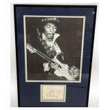 1139	JIMI HENRIX FRAMED & MATTED IMAGE W/ATTRIBUTED SIGNATURE, APPROXIMATELY 13 IN X 17 IN OVERALL