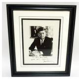 1179	JOHN F KENNEDY FRAMED & MATTED PHOTO W/ATTRIBUTED SIGNATURE, APPROXIMATELY 13 IN X 16 IN OVERAL