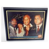 1183	JOE FRAZIER, GEORGE FOREMAN, MUHAMMID ALI FRAMED PHOTO W/ATTRIBUTED SIGNATURES
