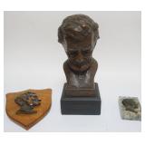1005	ABRAHAM LINCOL PLASTER BUST BY ROBERT TOTH AND LINCOLN PLAQUE & PAPER WEIGHT, BUST APPROXIMATEL