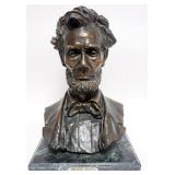 1008	LARGR BRONZE ABRAHAM LINCOLN BUST ON MARBLE BASE WITH PLAQUE ATTRIBUTED TO G. BISSELL, APPROXIM