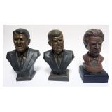 1013	GROUP OF 3 CHALK BUSTS INCLUDING MARK TWAIN, RONALD REGAN AND J.F.K., EACH APPROXIMATELY 11 IN 