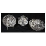 1019	3 PIECE GROUP OF BRILLIANT CUT GLASS BOWLS AND DISH, LARGEST PIECE APPROXIMATELY 9 1/4 IN X 4 I