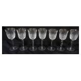 1020	7 WATERFORD CRYSTAL, KELSEY WINE GLASSES WITH PLATINUM RINGS, EACH APPROXIMATELY 7 3/4 IN H