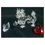 1023	SWAROVSKI CRYSTAL GROUP INCLUDING *THE DRAGON* WITH RUBY RED EYES , RUBY RED CRYSTAL HEART & SW