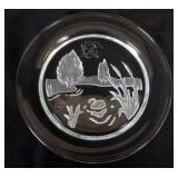 1032	DAUM FRANCE CRYSTAL SWAN 1981 PLATE, APPROXIMATELY 8 1/2 IN 
