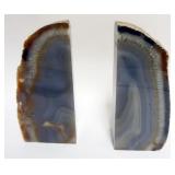 1044	POLISHED AGATE GEODE BOOK ENDS, EACH APPROXIMATELY 10 1/2 IN H