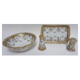 1046	HAND PAINTED NIPPON MORIAGE ASSORTMENT INCLUDING 10 IN BOWL, HAT PIN HOLDER, SHAKER AND 11 IN X