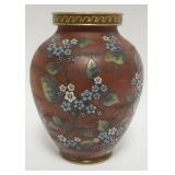 1060	METLACH POTTERY VASE WITH DOGWOOD FLOWERING TREE BRANCHES, APPROXIMATELY 8 IN H
